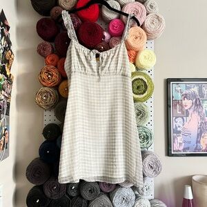 Altar'd State Ivory and Gray Plaid Dress